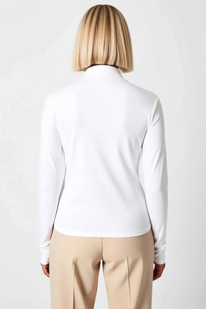 Kadın Büyük Beden Bluz Dik Yaka Uzun Kol Örme Fake Triko Transparan Ultra Hafif Düz Fitted