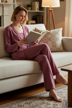 Kadın Havuz Yaka Standart Kol Regular Kalıp Örme Pijama Takımı Fonksiyonel Dayanıklı Rahat