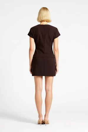 Kadın Mini Elbise Bisiklet Yaka Kısa Kollu Kemerli Bodycon Kesim Dokuma Kumaş Rahat Gündüz Gece