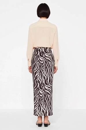 Kadın Maxi Plaj Etek Zebra Desenli Büzgülü Dokuma Astarsız Bodycone Kesim Viskoz Günlük Rahat Modern