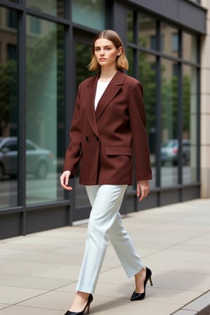 Kadın Ceket Yaka Uzun Kol Oversize Kalıp Düz Desen Dokuma Blazer Fonksiyonel Dayanıklı Şık
