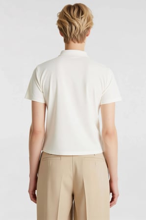 Kadın Bluz Crop Polo Yaka Kısa Kol Düğmeli Fitted Penye Süprem Örme Düz Fonksiyonel