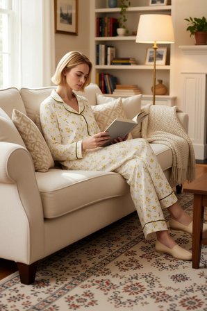 Kadın Gömlek Yaka Standart Kol Regular Kalıp Pijama Takımı Fonksiyonel Modern