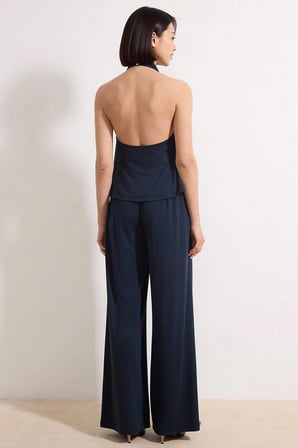 Kadın Kolsuz Degaje Yaka Geniş Paça Pike Örme Takım Modal Polyester Karışım Rahat Kesim Günlük Şık