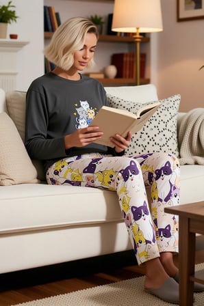 Kadın Bisiklet Yaka Uzun Kol Regular Kalıp Pijama Takımı Fonksiyonel Dayanıklı Şık %100 Pamuk