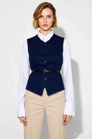 Kadın V Yaka Kolsuz Denim Yelek Düz Desen Regular Kalıp Astarsız Esnek Dokuma Comfort Kumaş