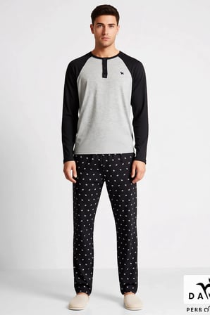 Erkek Regular Fit Reglan Kol Düğmeli Yaka Örme Pijama Takımı Fonksiyonel Modern %100 Pamuk