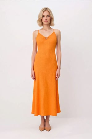 Kadın İnce Askılı V Yaka Dokulu Bodycon Maxi Elbise Astarsız Rahat Kesim Yaz Koleksiyonu Günlük