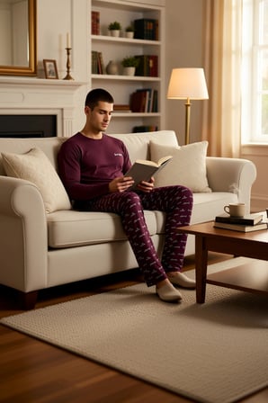 Erkek Bisiklet Yaka Standart Kol Regular Kalıp Pijama Takımı Fonksiyonel Modern %100 Pamuk