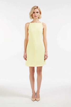 Kadın Kolsuz Halter Yaka Mini Bodycon Elbise Dikiş Detaylı Astarsız Dokuma Kesim Günlük Rahat Modern