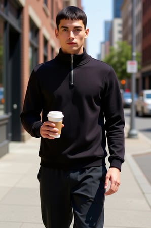 Erkek Dik Yaka Fermuarlı Standart Kol Regular Kalıp Sweatshirt Fonksiyonel Dayanıklı Rahat