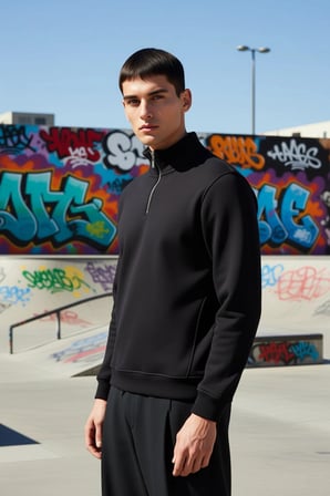 Erkek Dik Yaka Fermuarlı Standart Kol Regular Kalıp Sweatshirt Fonksiyonel Dayanıklı Rahat