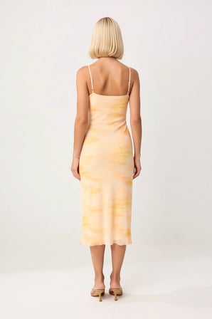 Kadın Soyut Desen V Yaka Kolsuz Maxi Elbise Astarlı Bodycon Kesim Tül Dokulu Günlük Rahat Modern