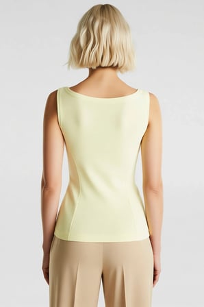 Kadın Bluz Sıfır Kol Bisiklet Yaka Peplum Kesim Örme Kumaş İnterlok Dokuma Dayanıklı