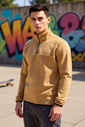 Erkek Dik Yaka Fermuarlı Standart Kol Polar Sweatshirt Fonksiyonel Dayanıklı Kaliteli Spor