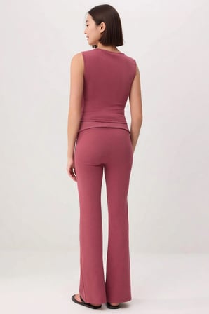 Kadın Büyük Beden Kolsuz Kayık Yaka Ribana Örme Crop Top Uzun Paça Takım Vücuda Oturan Günlük Rahat
