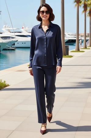Kadın Oversize Tencel Keten Karışım Gömlek Pantolon Takımı Düğmeli Yaka Geniş Paça Rahat Günlük