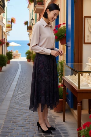 Kadın Maxi Asimetrik Şal Desen Şifon Etek Baskılı Dokuma Kumaş Kemersiz Rahat Günlük Modern Şık