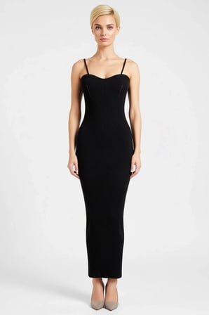 Kadın Boy Bodycon Elbise V Yaka İnce Askılı Kolsuz Ribana Örgü Triko Düz Modern