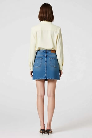 Kadın Büyük Beden A-Line Denim Etek %100 Pamuk Beli Lastikli Cepli Mini Boy Günlük Rahat Modern