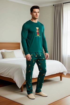 Kadın Bisiklet Yaka Uzun Kol Regular Fit Örme Pijama Takımı Fonksiyonel Estetik %100 Pamuk