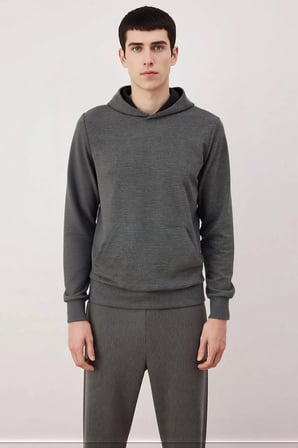 Erkek Kapüşonlu Standart Kol Ottoman Dokuma Regular Kalıp Sweatshirt Fonksiyonel Dayanıklı