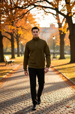 Erkek Dik Yaka Fermuarlı Standart Kol Regular Kalıp Sweatshirt Fonksiyonel Dayanıklı Rahat