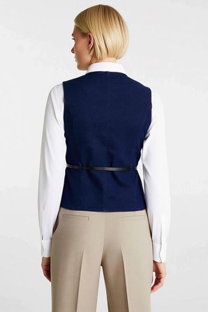 Kadın V Yaka Kolsuz Denim Yelek Düz Desen Regular Kalıp Astarsız Esnek Dokuma Comfort Kumaş