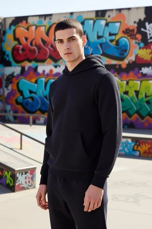 Erkek Kapüşonlu Standart Kol Ottoman Dokuma Regular Kalıp Sweatshirt Fonksiyonel Dayanıklı