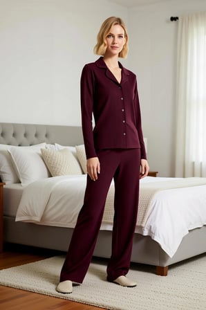 Kadın Gömlek Yaka Standart Kol Regular Kalıp Kışlık Örme Pijama Takımı 97 3