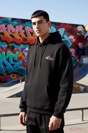 Erkek Kapüşonlu Düşük Kol Sweatshirt Slogan Nakışlı Fonksiyonel Dayanıklı Kaliteli Estetik