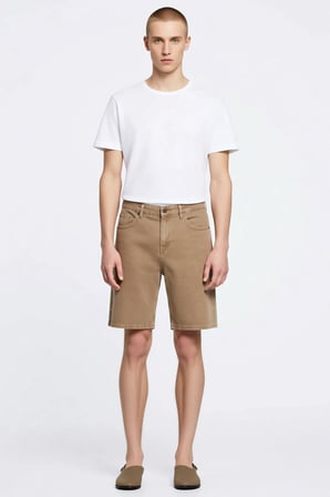 Erkek Şort Kot Bermuda Baggy Geniş Kesim Straight Kalıp Düz Desen Normal Bel Kısa Boy Rigid