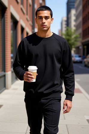 Erkek Bisiklet Yaka Reglan Kol Oversize Kalıp Sweatshirt Fonksiyonel Dayanıklı Kaliteli Şık