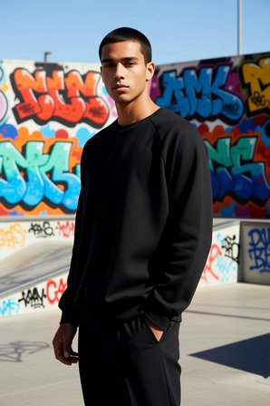 Erkek Bisiklet Yaka Reglan Kol Oversize Kalıp Sweatshirt Fonksiyonel Dayanıklı Kaliteli Şık