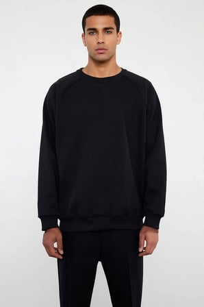 Erkek Bisiklet Yaka Reglan Kol Oversize Kalıp Sweatshirt Fonksiyonel Dayanıklı Kaliteli Şık