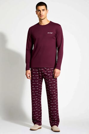 Erkek Bisiklet Yaka Standart Kol Regular Kalıp Pijama Takımı Fonksiyonel Modern %100 Pamuk