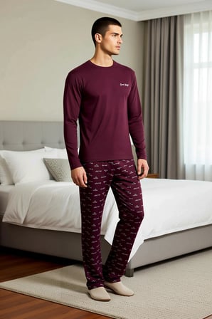 Erkek Bisiklet Yaka Standart Kol Regular Kalıp Pijama Takımı Fonksiyonel Modern %100 Pamuk
