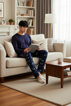 Erkek Bisiklet Yaka Standart Kol Regular Fit Baskılı Örme Pijama Takımı Estetik %100 Pamuk