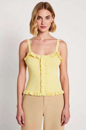 Kadın Bluz Crop Havuz Yaka Kolsuz Fitted Kesim İnce Triko Düz Desenli Tek Plaka Dokuma Yapısına