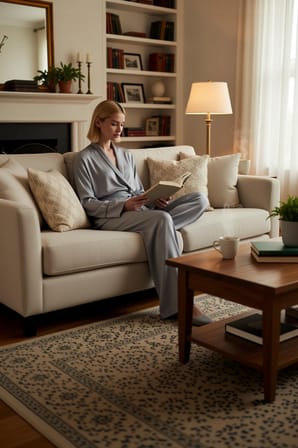 Kadın V Yaka Uzun Kol Relaxed Kalıp Dokuma Pijama Takımı Fonksiyonel Dayanıklı