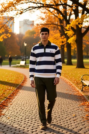 Erkek Polo Yaka Standart Kol Çizgili Sweatshirt Fonksiyonel Dayanıklı Kaliteli Konforlu Şık