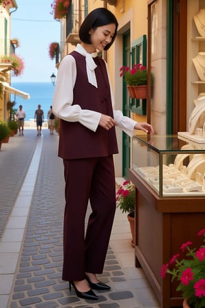 Kadın Büyük Beden Kruvaze Yelek Pantolon Dokuma Takımı Kolsuz Regular Kesim Rahat Günlük Modern