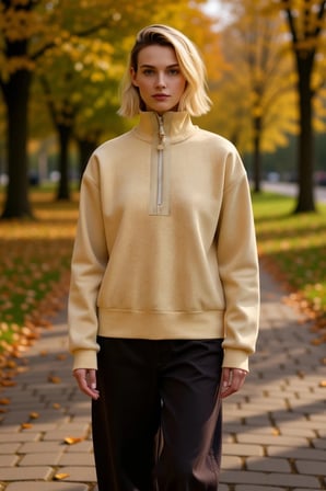 Kadın Dik Yaka Düşük Kol Fermuar Detaylı Polar Sweatshirt Fonksiyonel Dayanıklı Kaliteli Şık