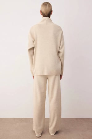 Kadın Oversize V Yaka Triko Hırka Pantolon Üç Parçalı Takım Düşük Kollu Rahat Kesim Günlük Modern