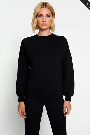 Kadın Bisiklet Yaka Reglan Kol Düz Örme Sweatshirt Fonksiyonel Dayanıklı Kaliteli Konforlu