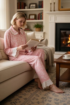 Kadın Gömlek Yaka Uzun Kol Shally Dokuma Pijama Takımı Fonksiyonel Dayanıklı Şık