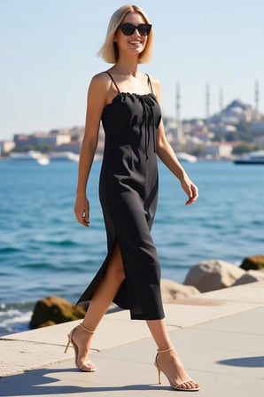 Kadın Slip Elbise Modal Kumaş İnce Askılı Kalp Yaka Midi Uzunluk Astarsız Dokuma Rahat Günlük Modern
