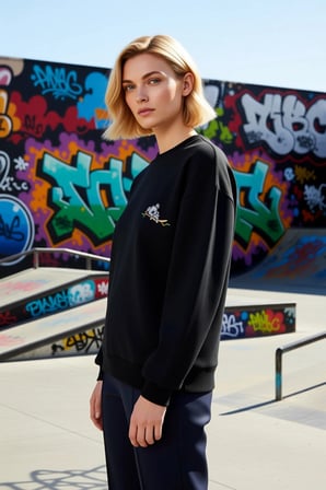Kadın Bisiklet Yaka Düşük Kol Nakışlı Regular Kalıp Örme Sweatshirt Fonksiyonel Dayanıklı Şık