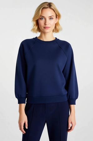 Kadın Bisiklet Yaka Reglan Kol Düz Örme Sweatshirt Fonksiyonel Dayanıklı Kaliteli Konforlu