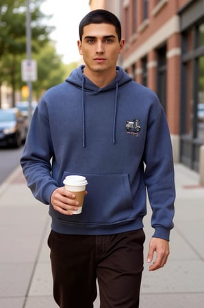 Erkek Kapüşonlu Düşük Kol Sweatshirt Slogan Nakışlı Fonksiyonel Dayanıklı Kaliteli Estetik